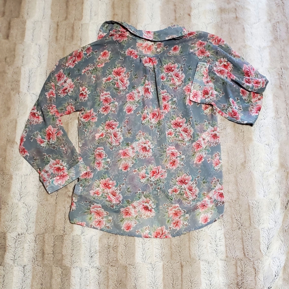 PLEIONE GREY‎ FLORAL BLOUSE..SIZE S - Picture 3 of 8